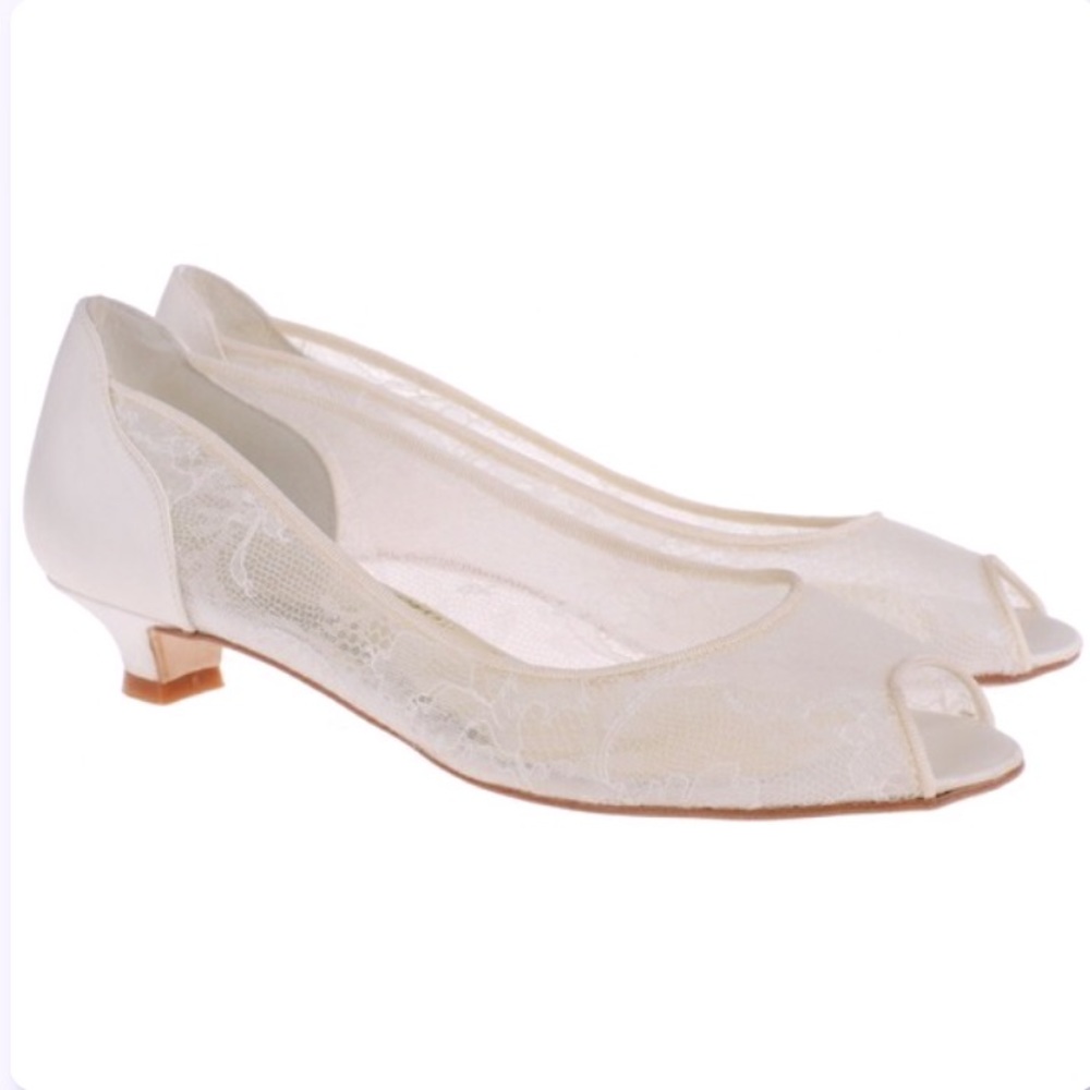 Freya Rose Ivory Silk & Chantilly Lace Bridal Shoe